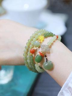 锁清秋|温柔如水🎋和田玉晴水渐变手串